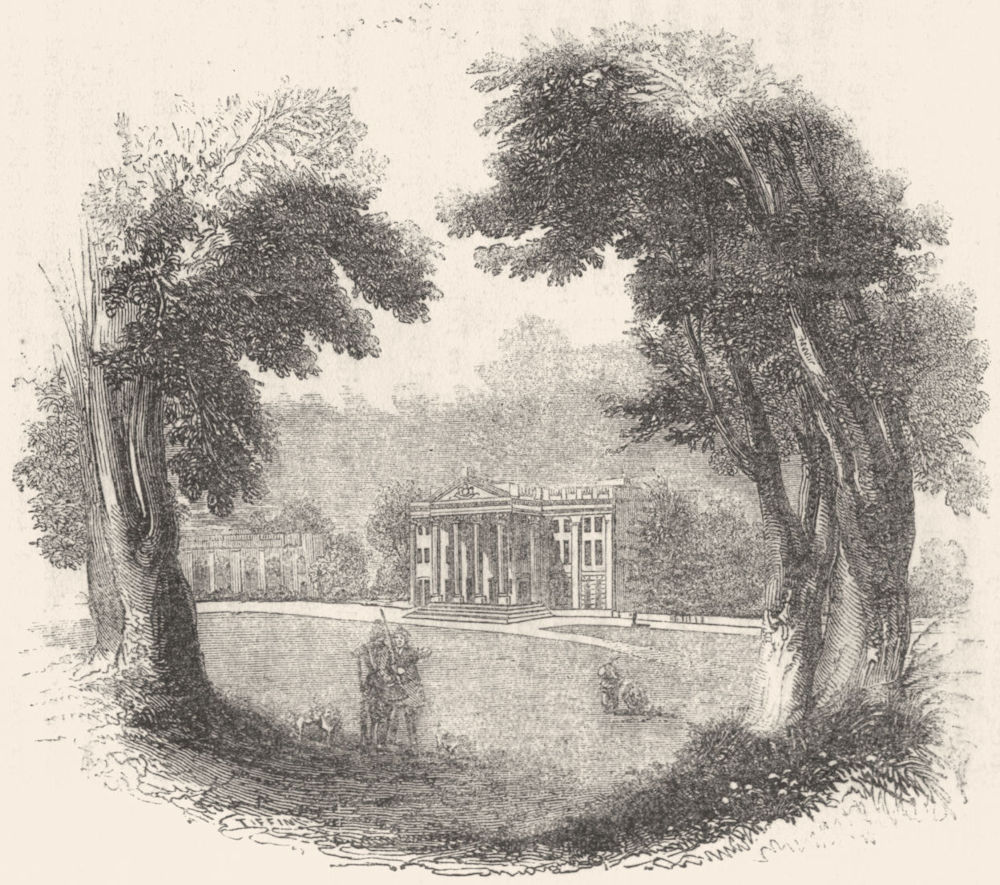HERTS. Mansion at Moor Park 1845 old antique vintage print picture