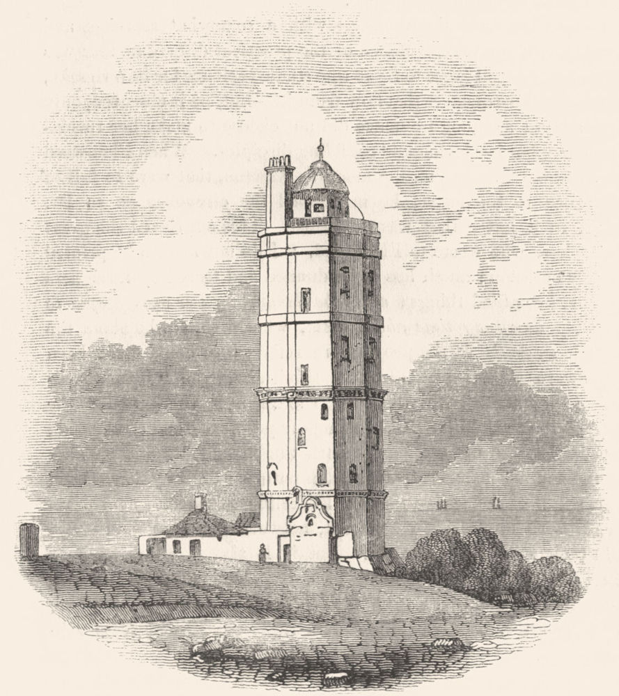 KENT. North Foreland Lighthouse, 1834 1845 old antique vintage print picture