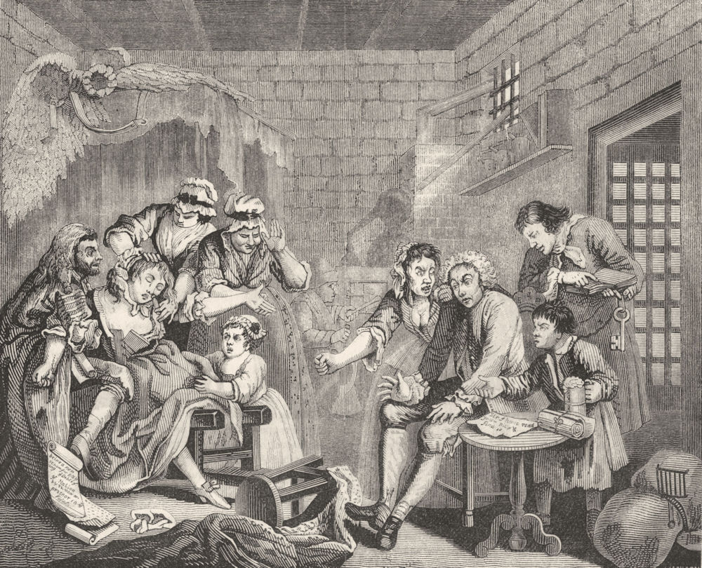Associate Product HOGARTH. The Rake's Progress The Gaol 1845 old antique vintage print picture