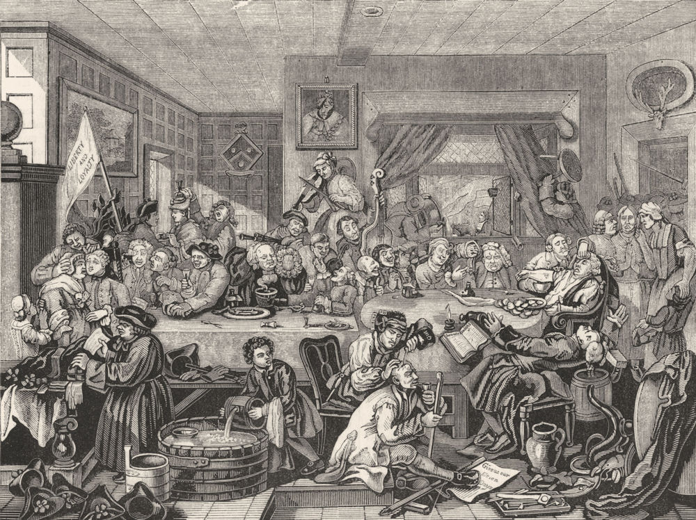 SOCIETY. The feast 1845 old antique vintage print picture