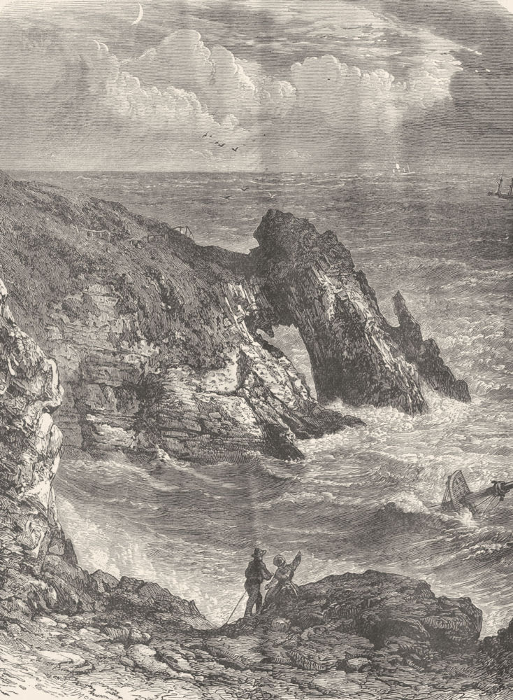 DEVON. On the Coast of Devon, near Torquay 1893 old antique print picture