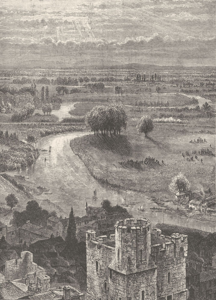 THAMES VALLEY. View from the Round Tower, Windsor Castle 1893 old print