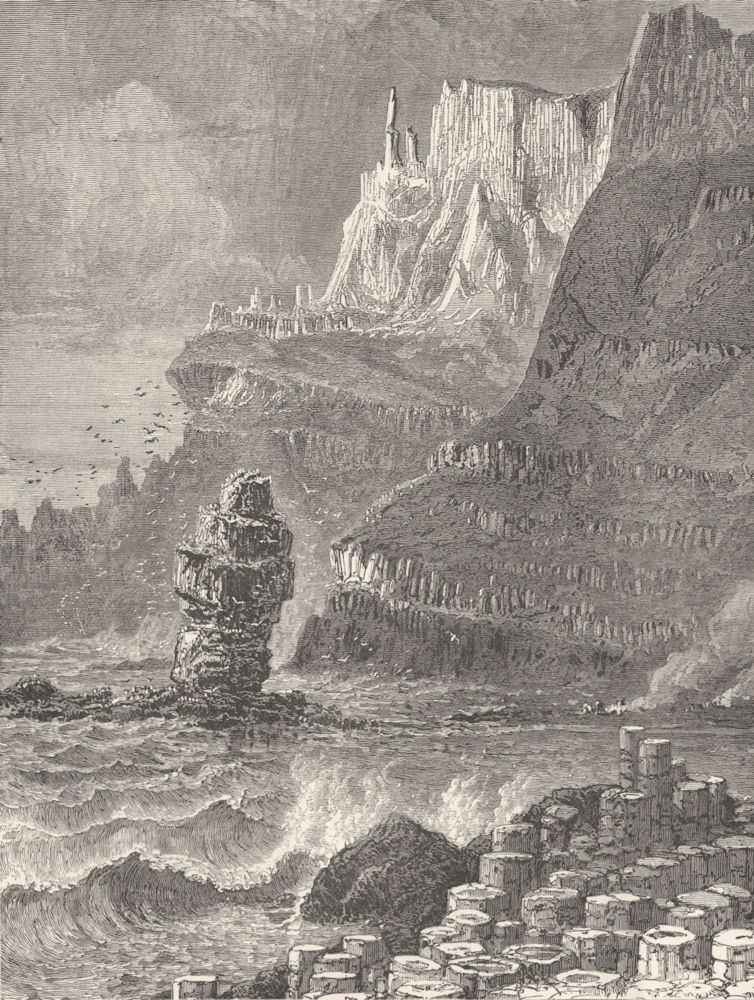 ULSTER. The Giant's Chimney-tops, from the Giant's Causeway 1893 old print