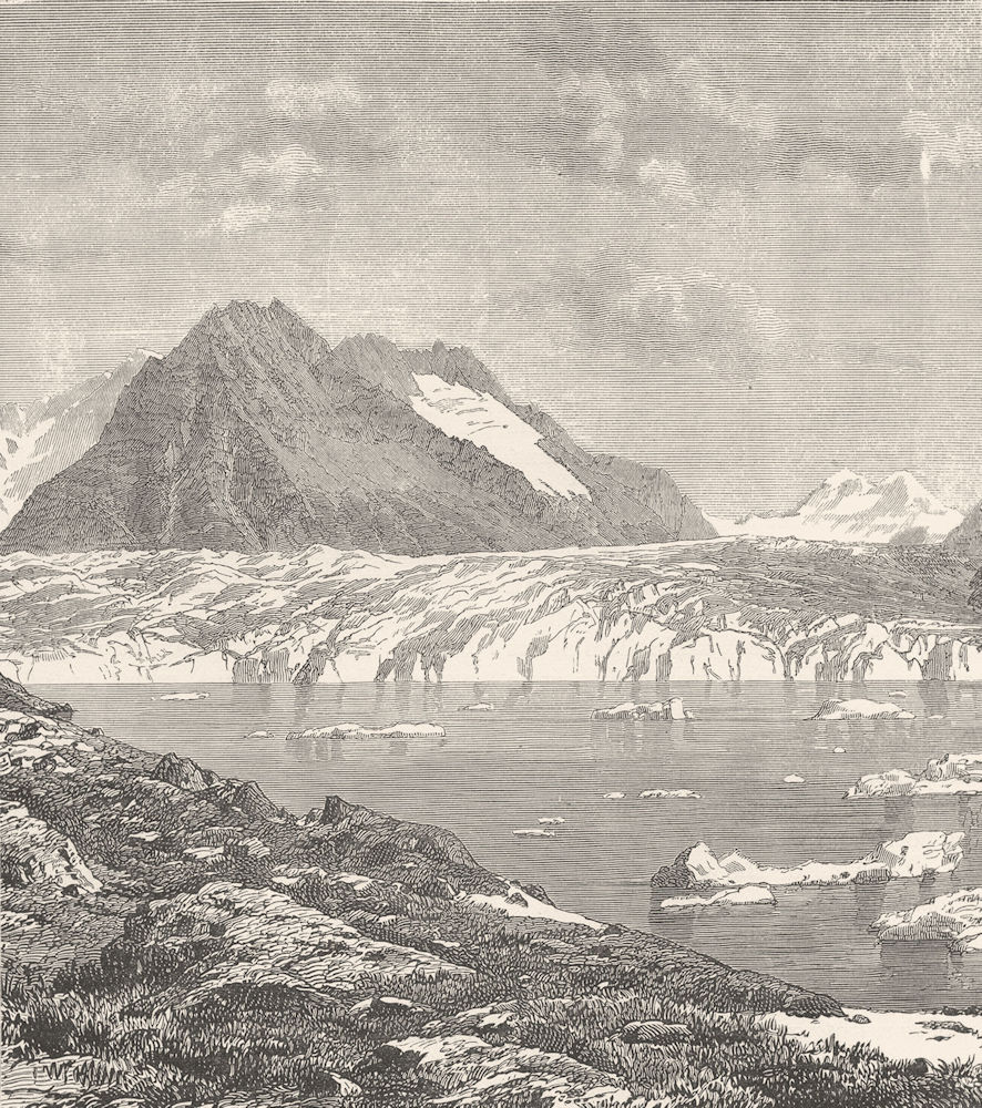SWITZERLAND. Aletsch Glacier and Marjelen Lake, canton Valais 1893 old print