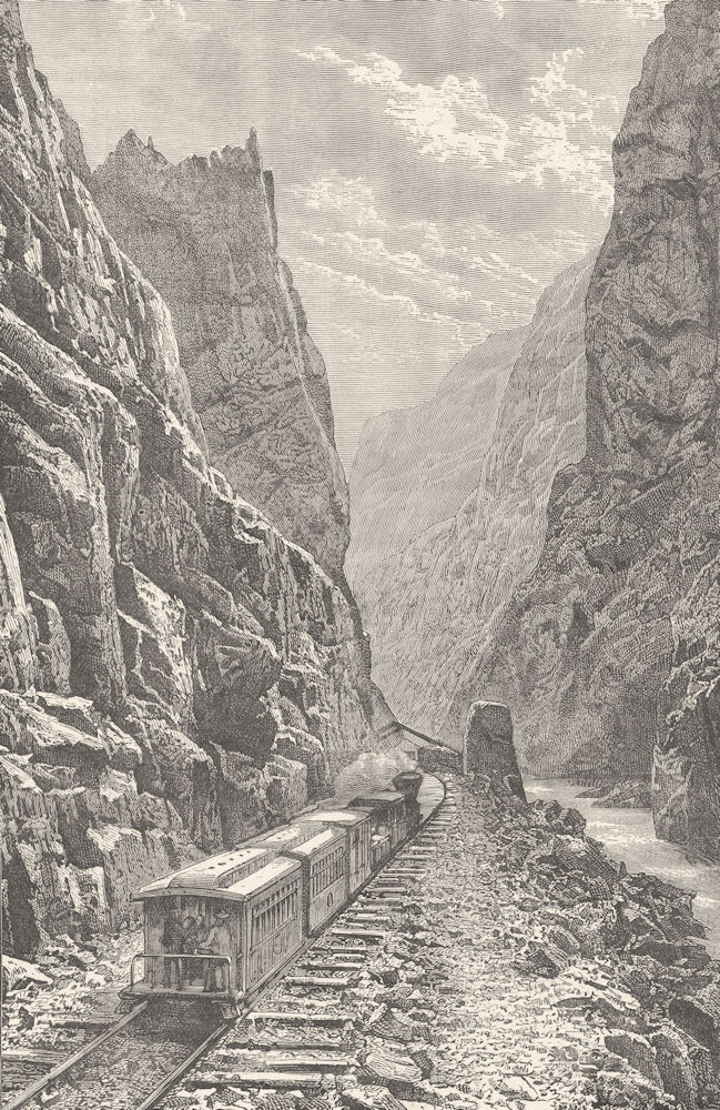 COLORADO. Gorge in the Rocky Mountains, Colorado 1893 old antique print