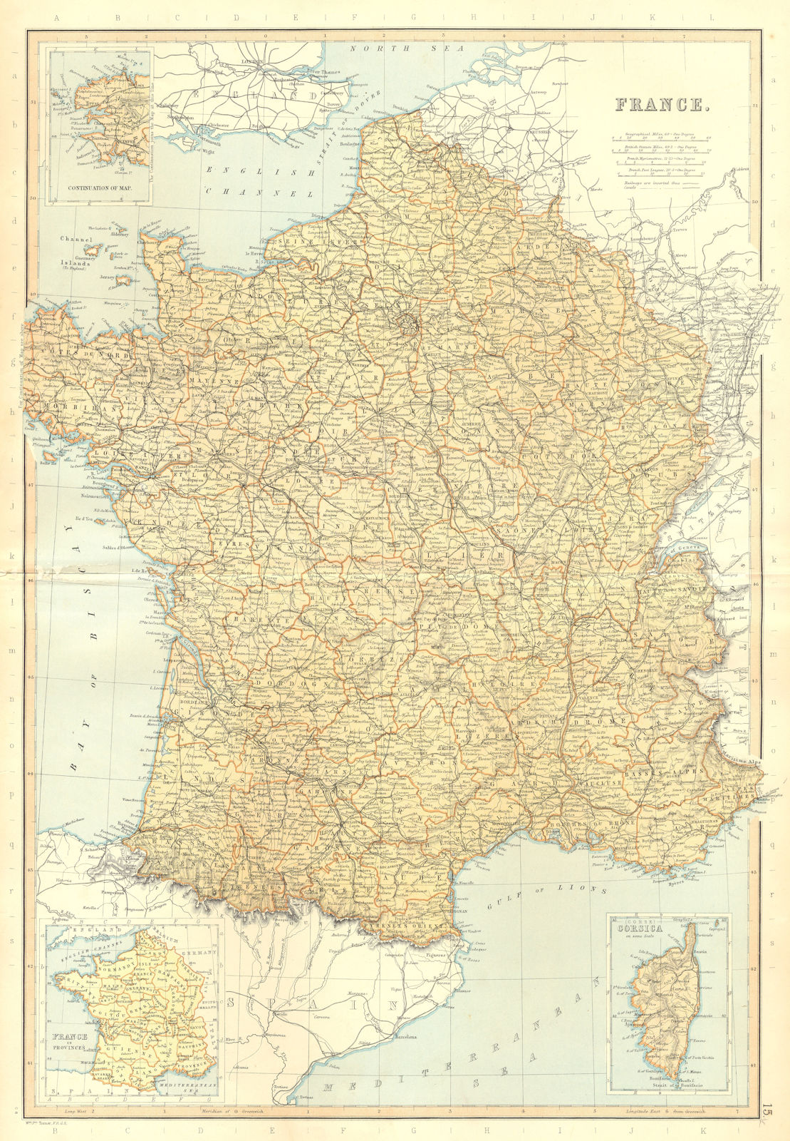 Associate Product FRANCE. railways canals departments. Inset, in provinces. BLACKIE 1893 old map