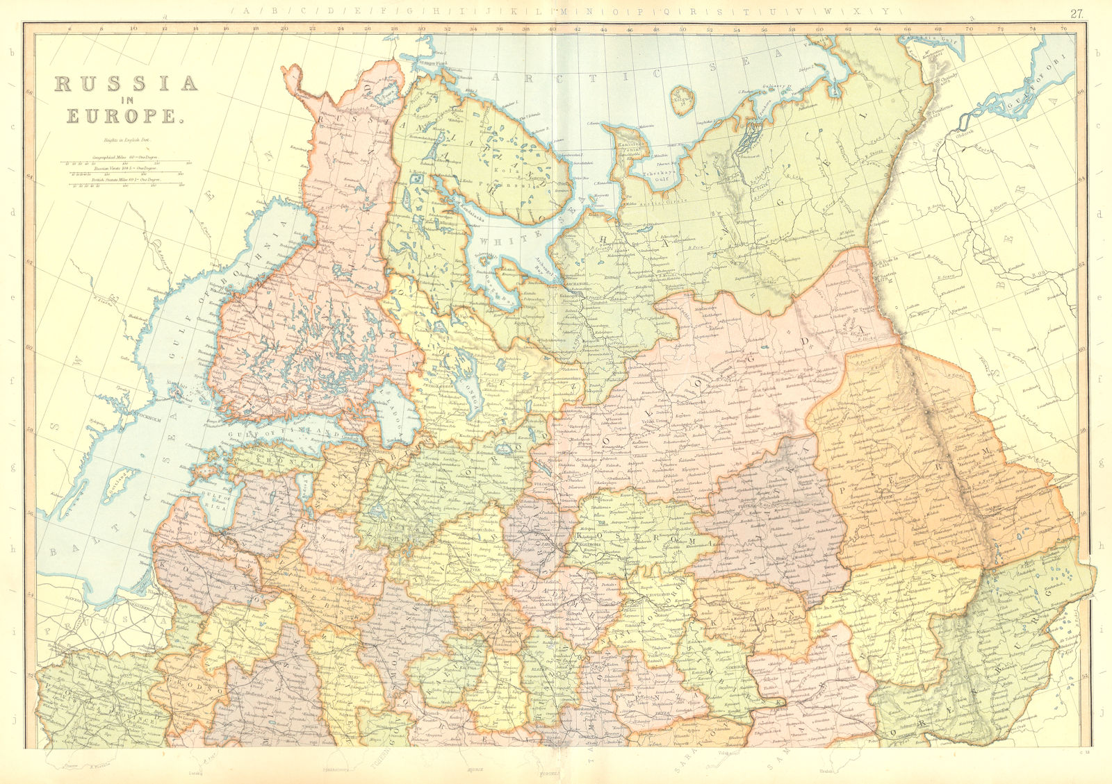 Associate Product EUROPEAN RUSSIA. Finland Latvia Baltics. Scale in Versts. BLACKIE 1893 old map