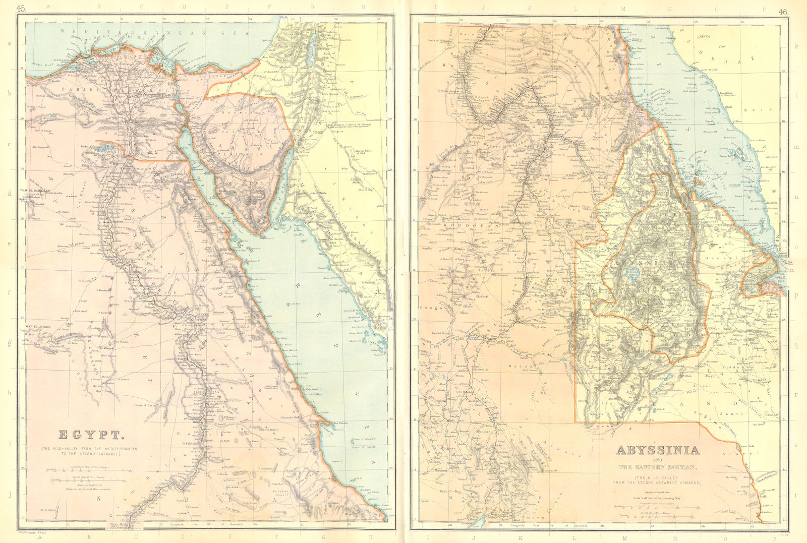 Associate Product EGYPT. Nile Valley to the second cataract. Sinai. BLACKIE 1893 old antique map