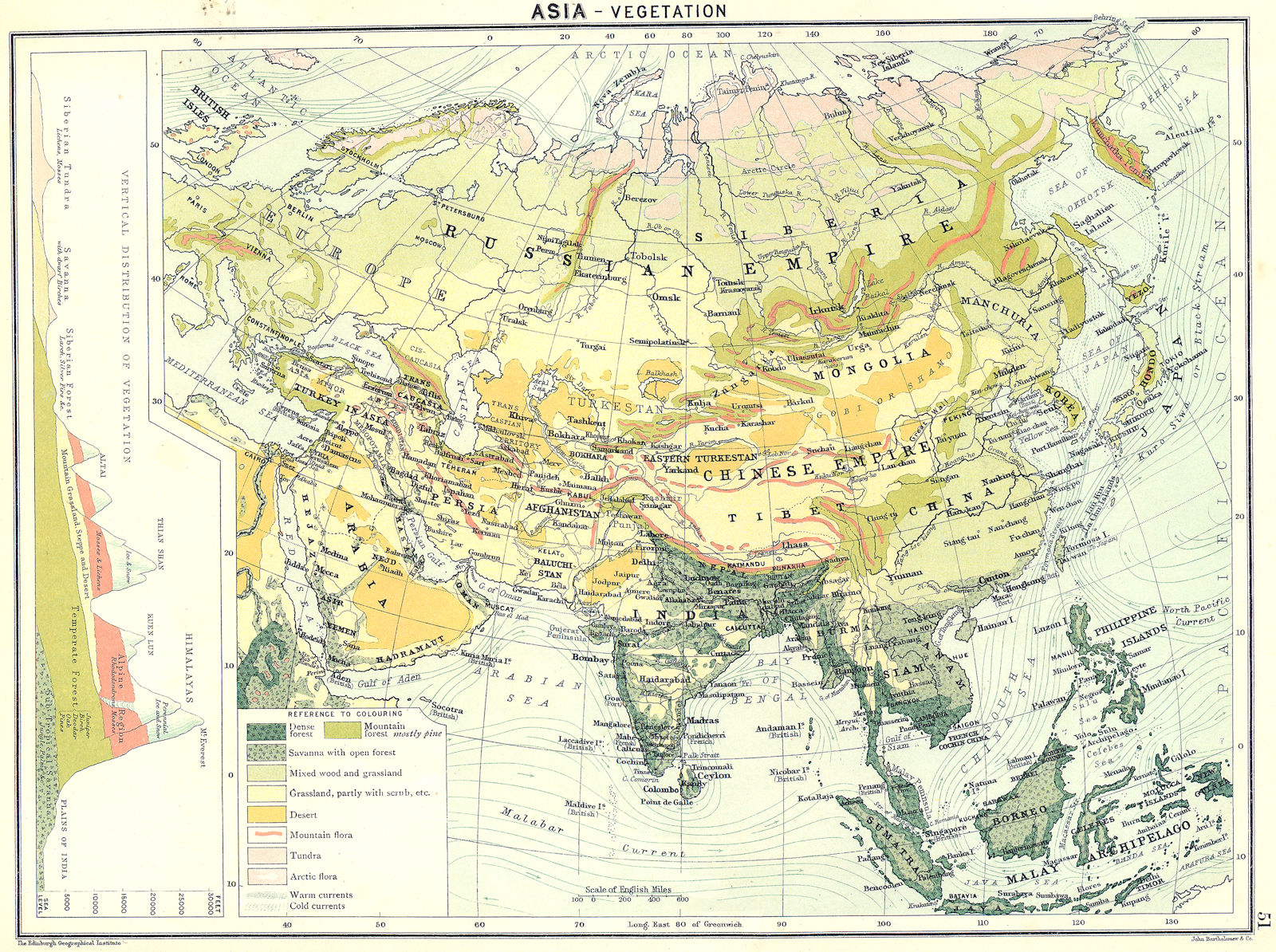 ASIA. Vegetation 1900 old antique vintage map plan chart