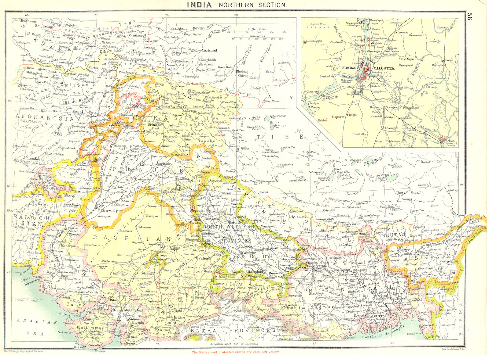 INDIA. North; Howrah Kolkata 1900 old antique vintage map plan chart