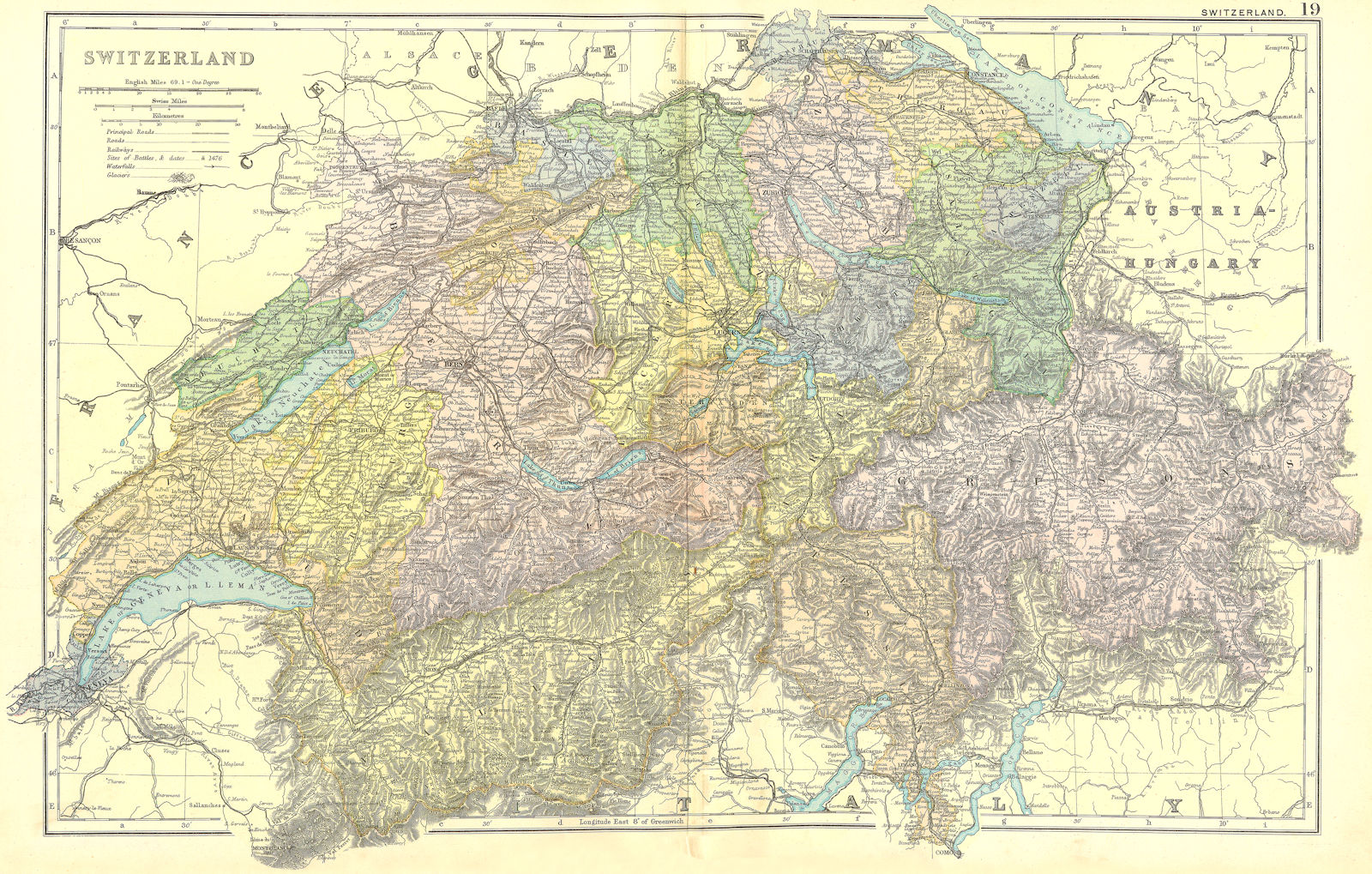 SWITZERLAND.  1905 old antique vintage map plan chart