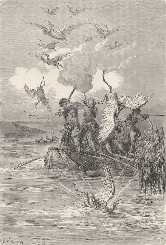 SPAIN. Flamingo-shooting on the lake of Albufera 1881 old antique print
