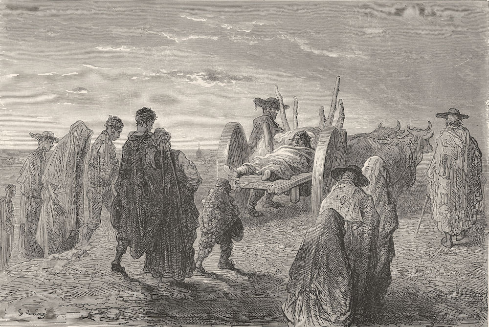 SPAIN. Peasant's Funeral, old Castille 1881 antique vintage print picture