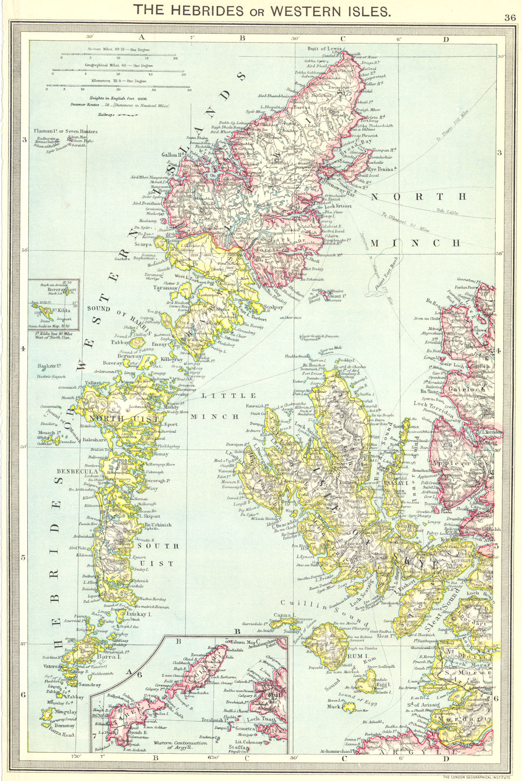 SCOTLAND. Hebrides Western Isles; maps of St Kilda; Continuation Argyu 1907