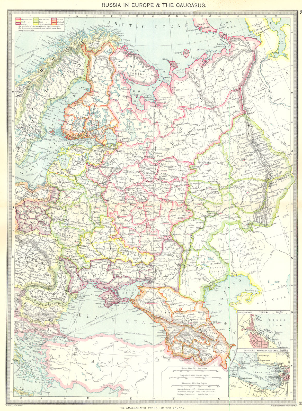 Associate Product RUSSIA. In Europe & Caucasus; maps of Odessa; Kronstadt Ship Canal 1907