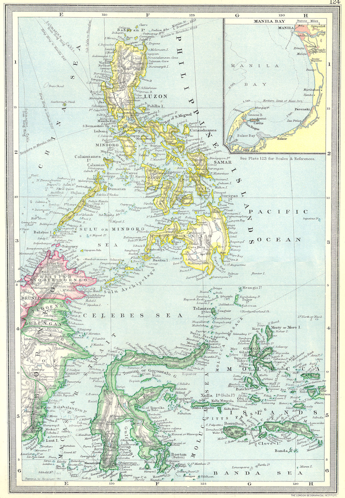 PHILIPPINES. Philippine Islands; map of Manila Bay 1907 old antique chart
