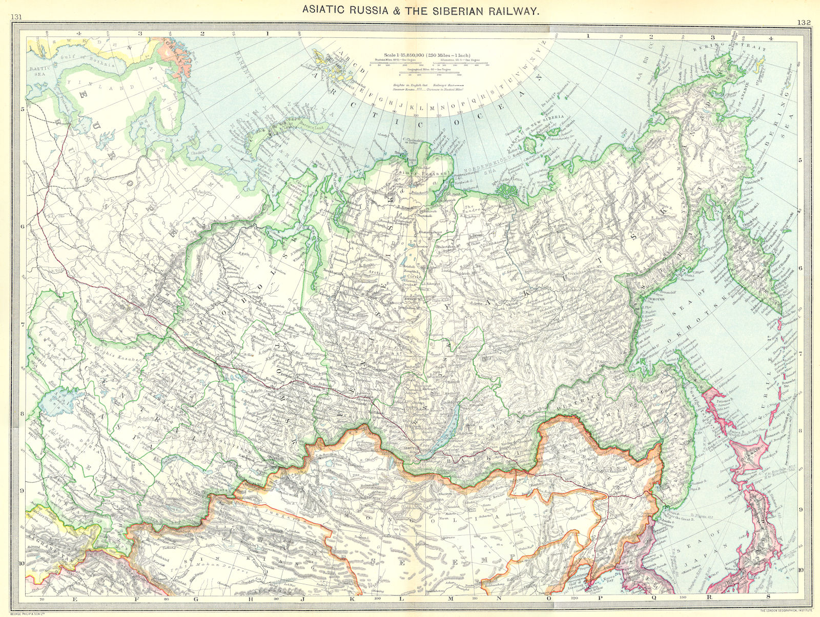 Associate Product RUSSIA. Asiatic Russia and the Siberian Railway 1907 old antique map chart
