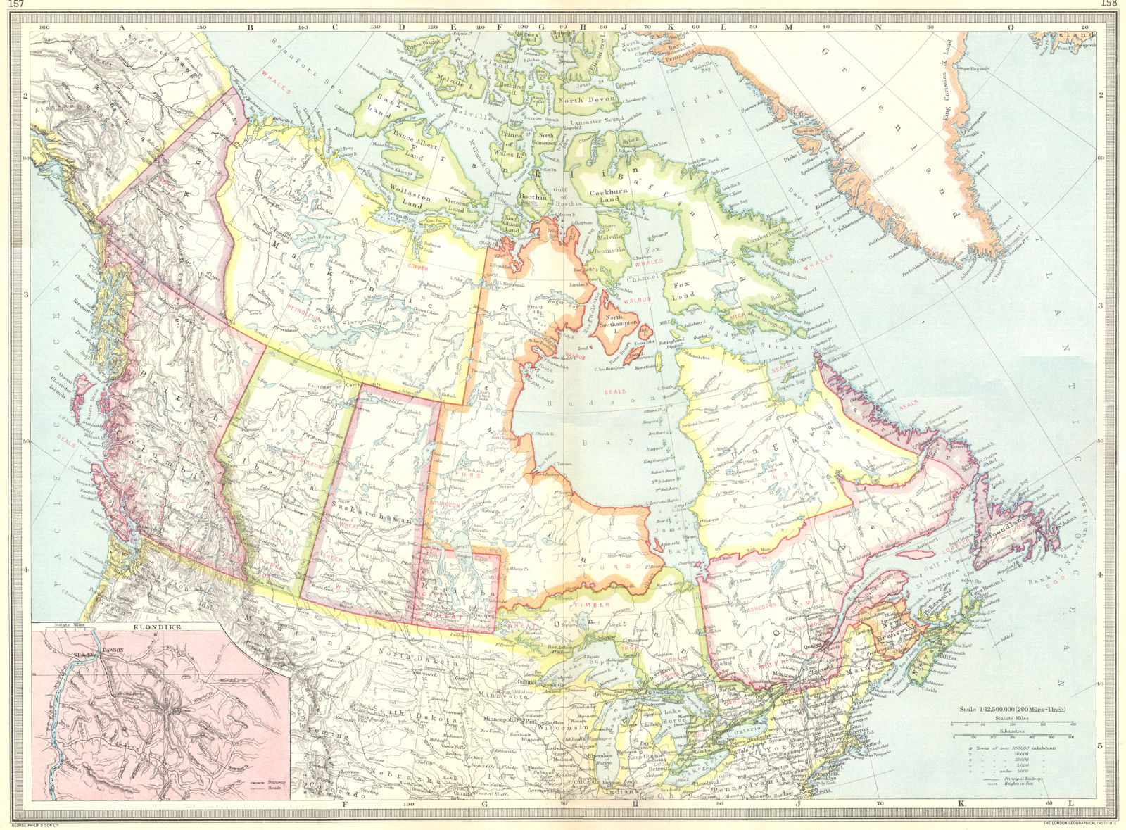 CANADA. Dominion of & Newfoundland; map Klondike 1907 old antique chart