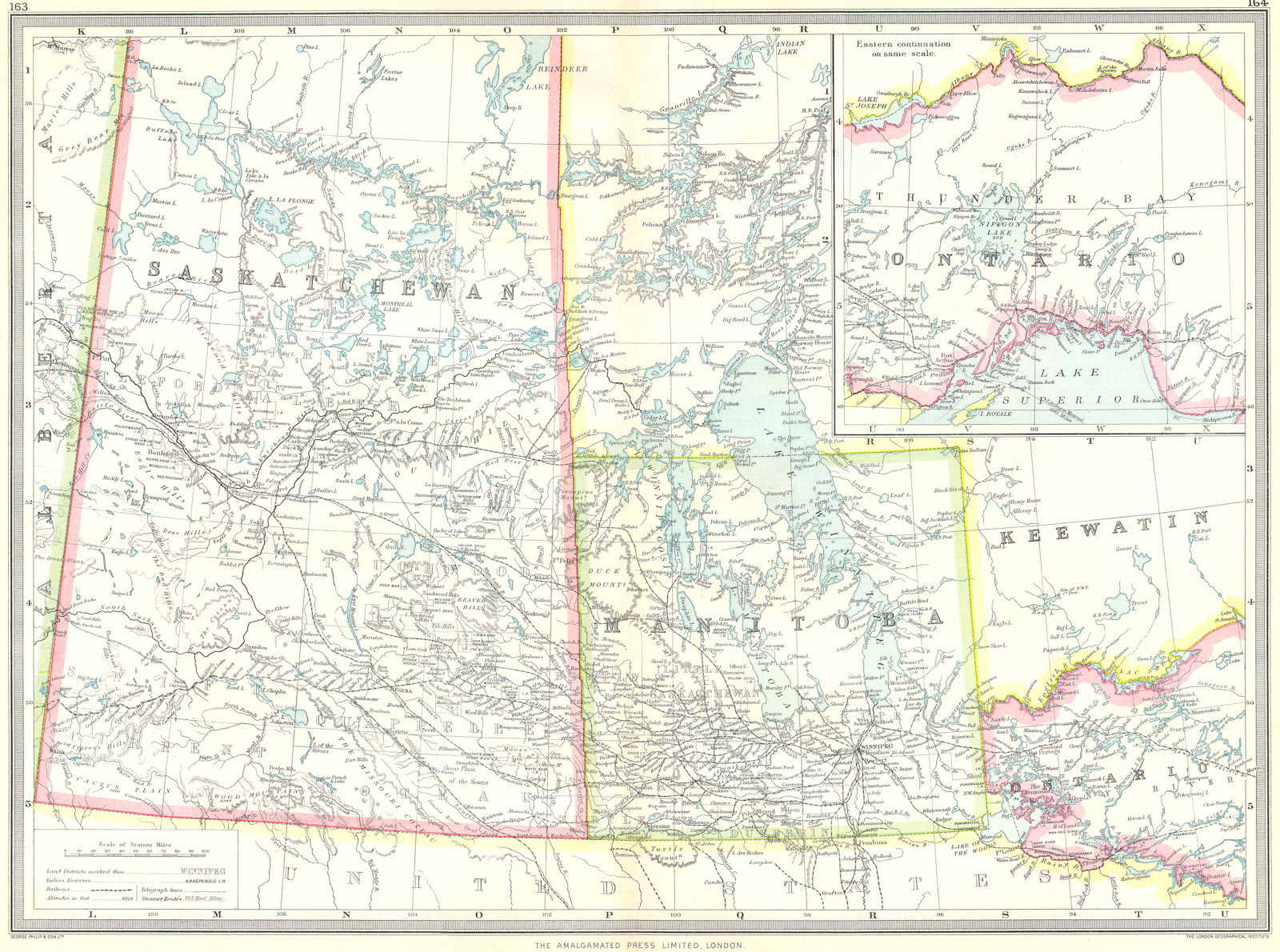 CANADA. Central including Manitoba & Saskatchewan; Eastern Ontario 1907 map
