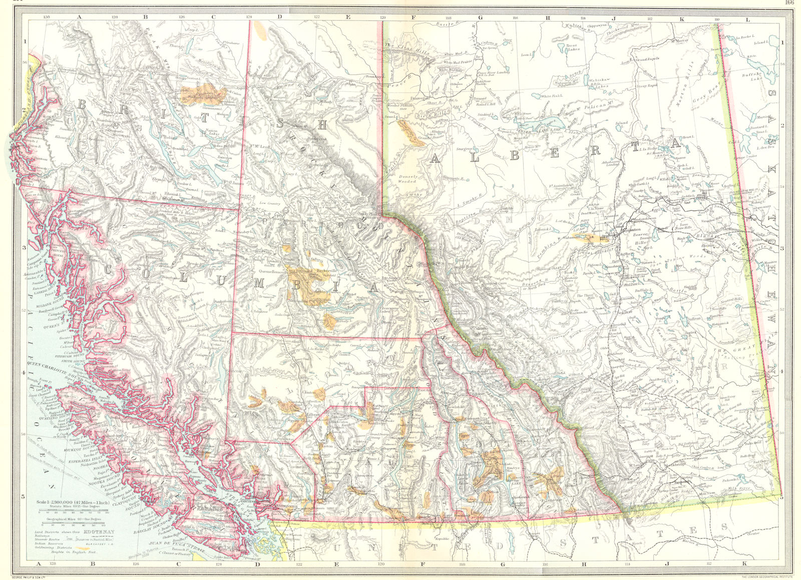 Associate Product CANADA. Western. showing goldfields of British Columbia 1907 antique map