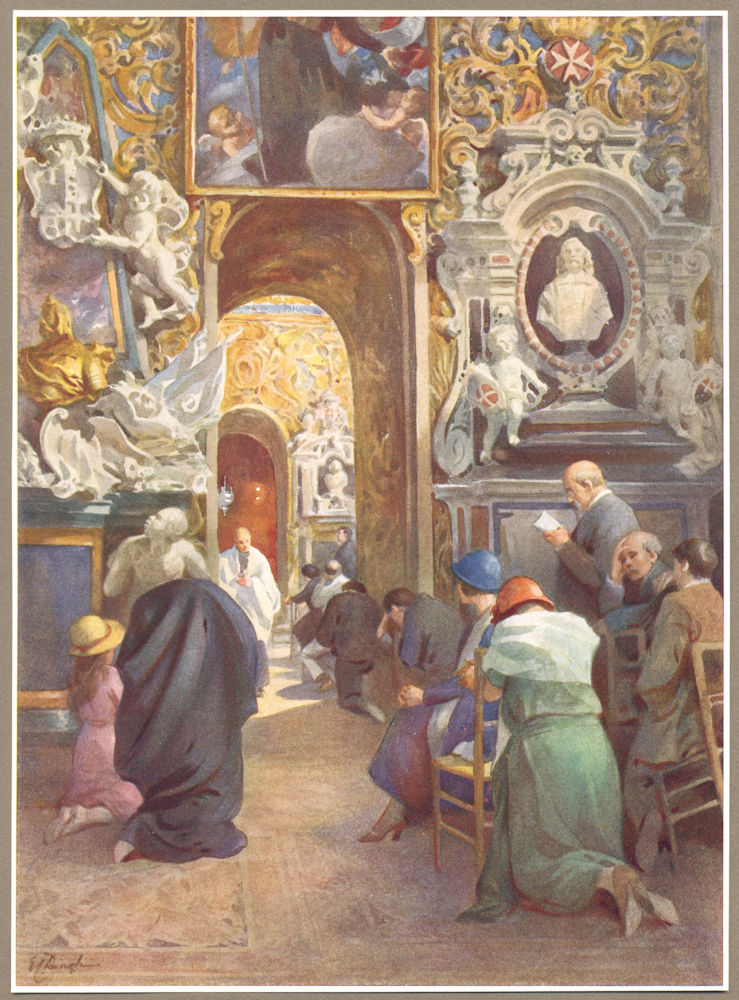 MALTA. Corner in St John's Co-cathedral-Chapel of Aragon (Dingli) 1927 print