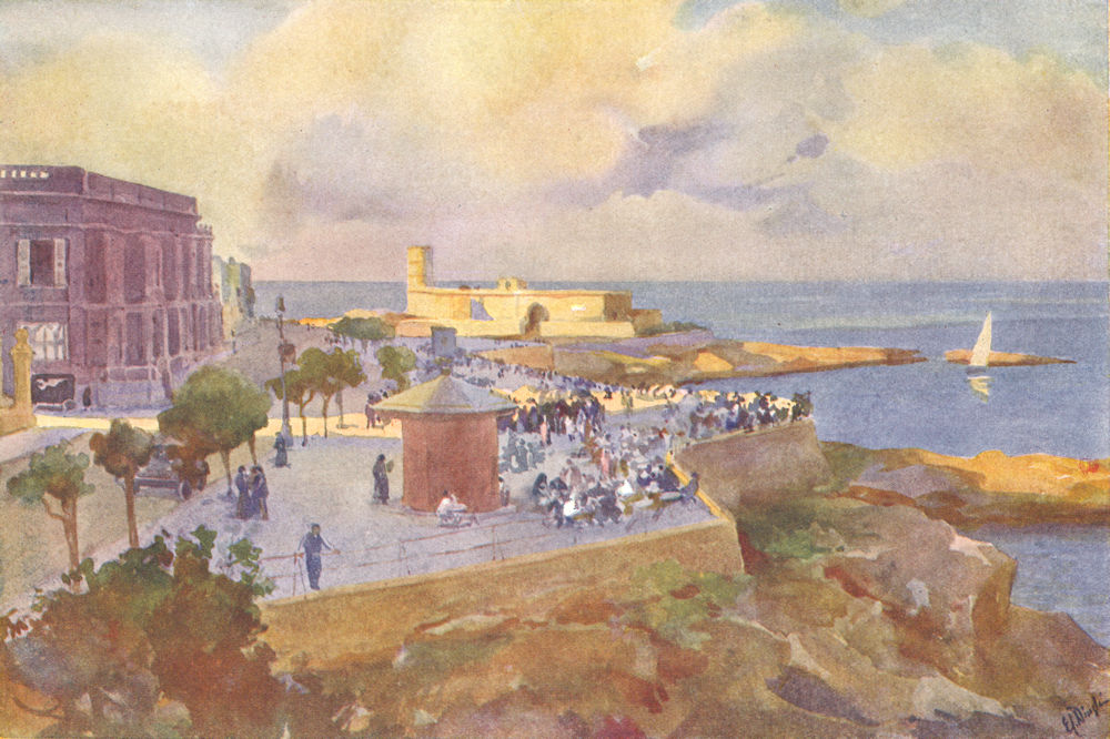 Associate Product MALTA. Ghar-Id-Dud Promenade-A popular summer resort (Dingli) 1927 old print