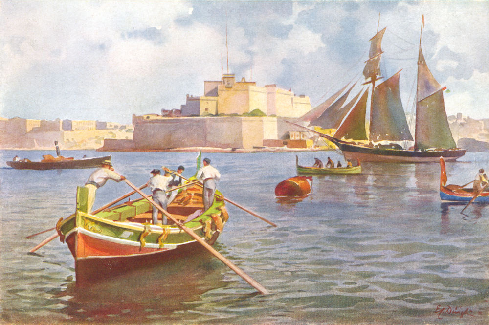MALTA. Fort St Angelo -siege of 1565 (Dingli) 1927 old vintage print picture