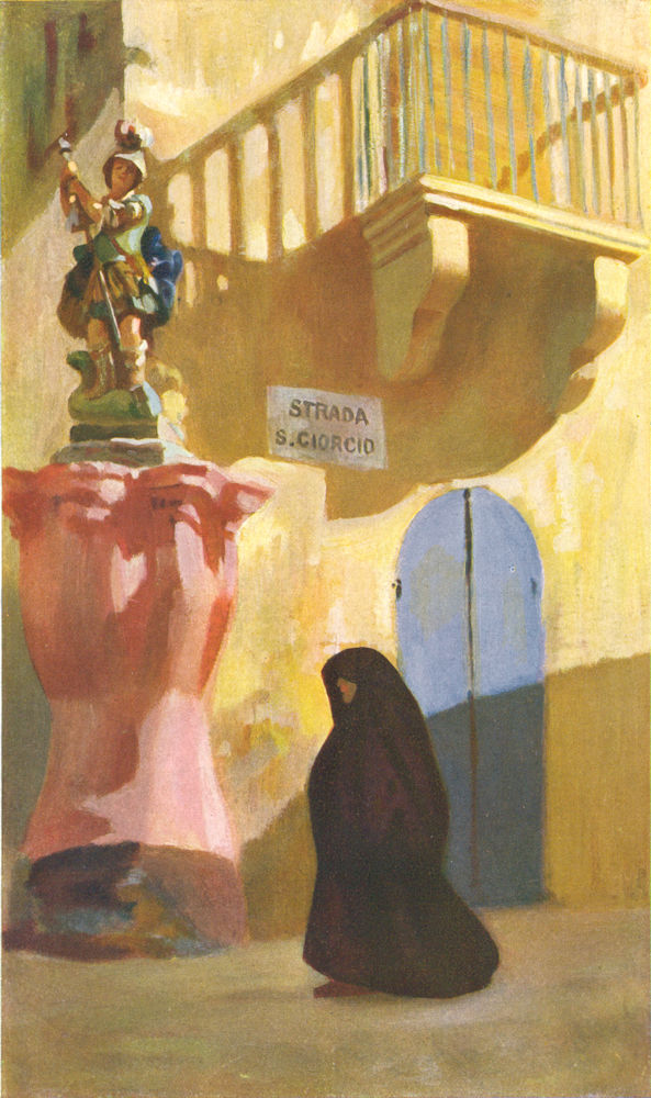 Associate Product MALTA. A street corner in Gozo (Dingli) 1927 old vintage print picture