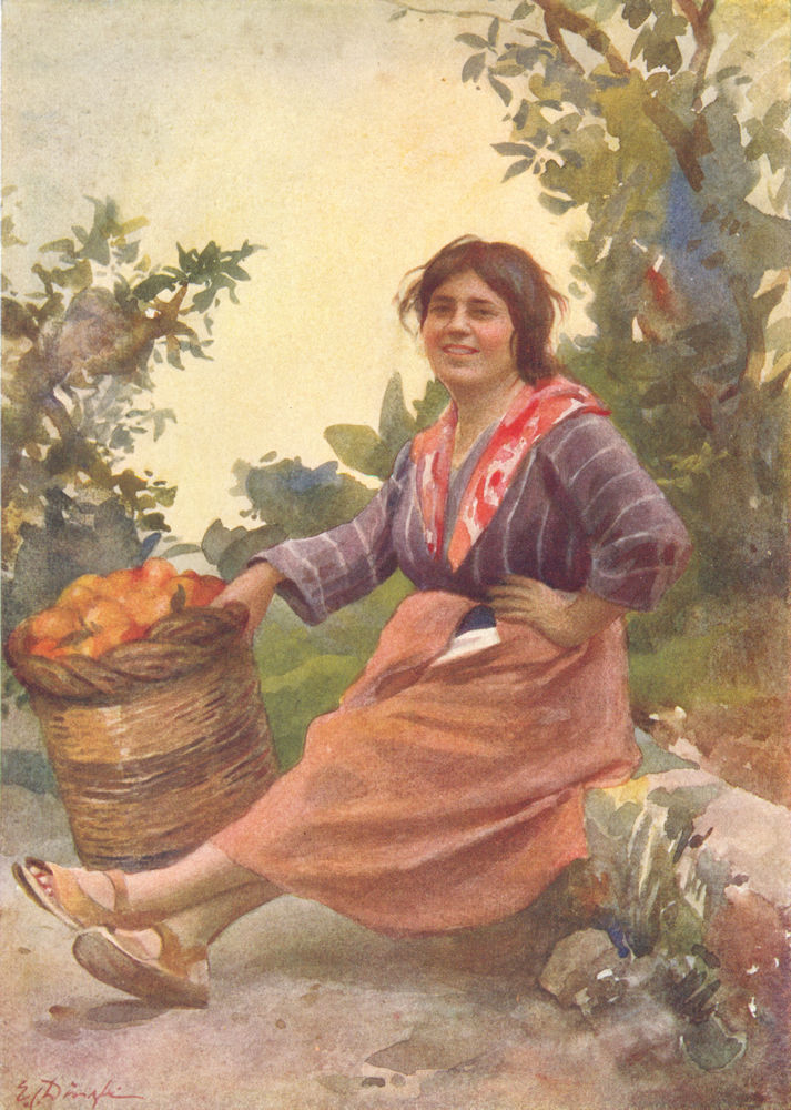 MALTA. Wayside orange seller (Dingli) 1927 old vintage print picture