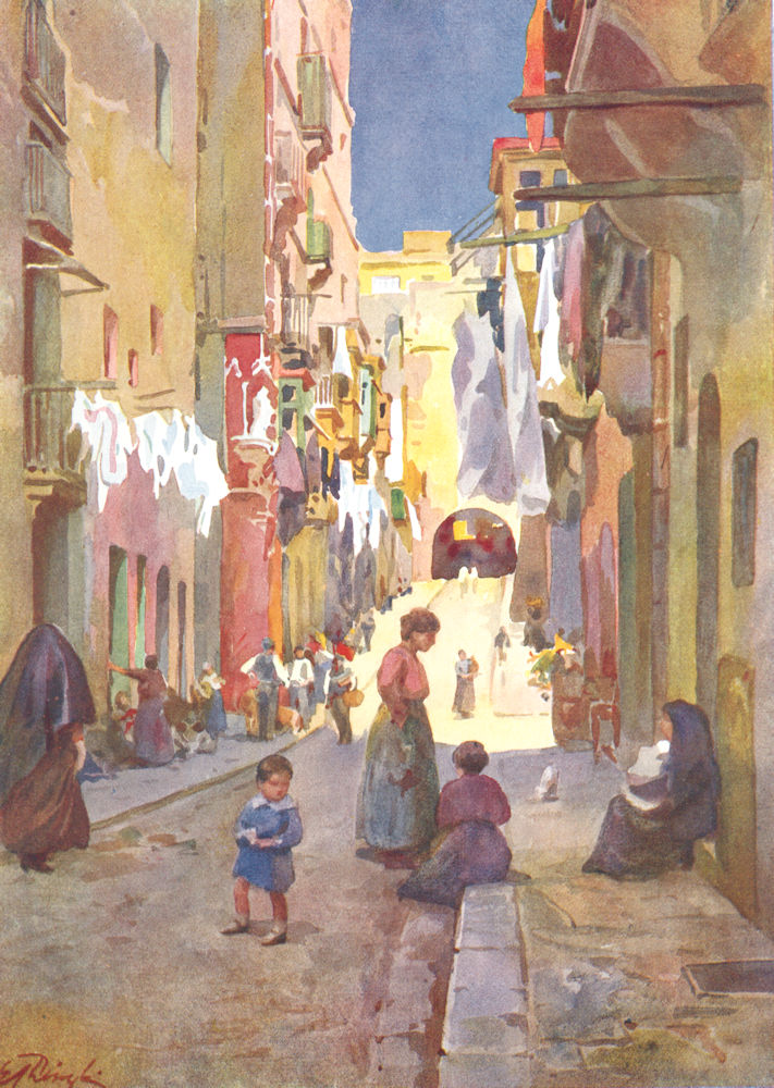 Associate Product MALTA. Strada San Patrizio-The East End of Valletta (Dingli) 1927 old print