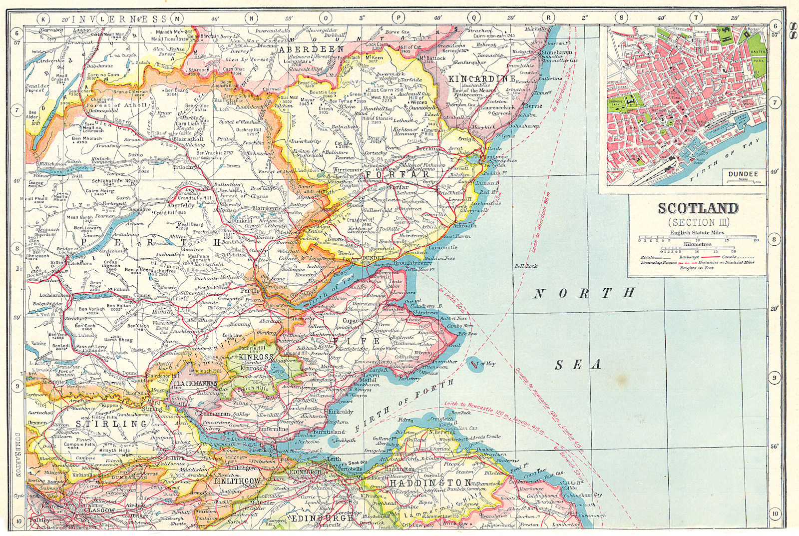 Firths of Forth & Tay. Fife Forfar Perthshire. Inset Dundee. Scotland 1920 map