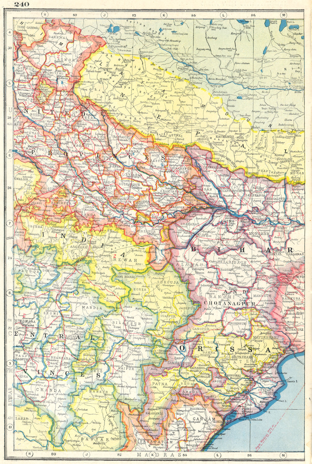 Associate Product INDIA NORTH EAST. Orissa Bihar United & Central Provinces Nepal 1920 old map