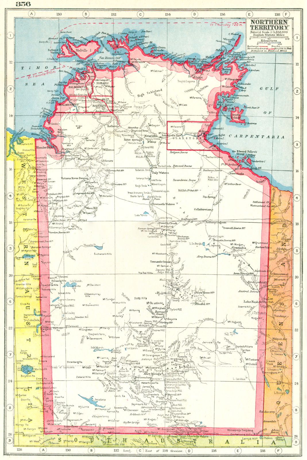 NORTHERN TERRITORY. Malmesbury Palmerston Gladstone Disraeli Rosebery 1920 map