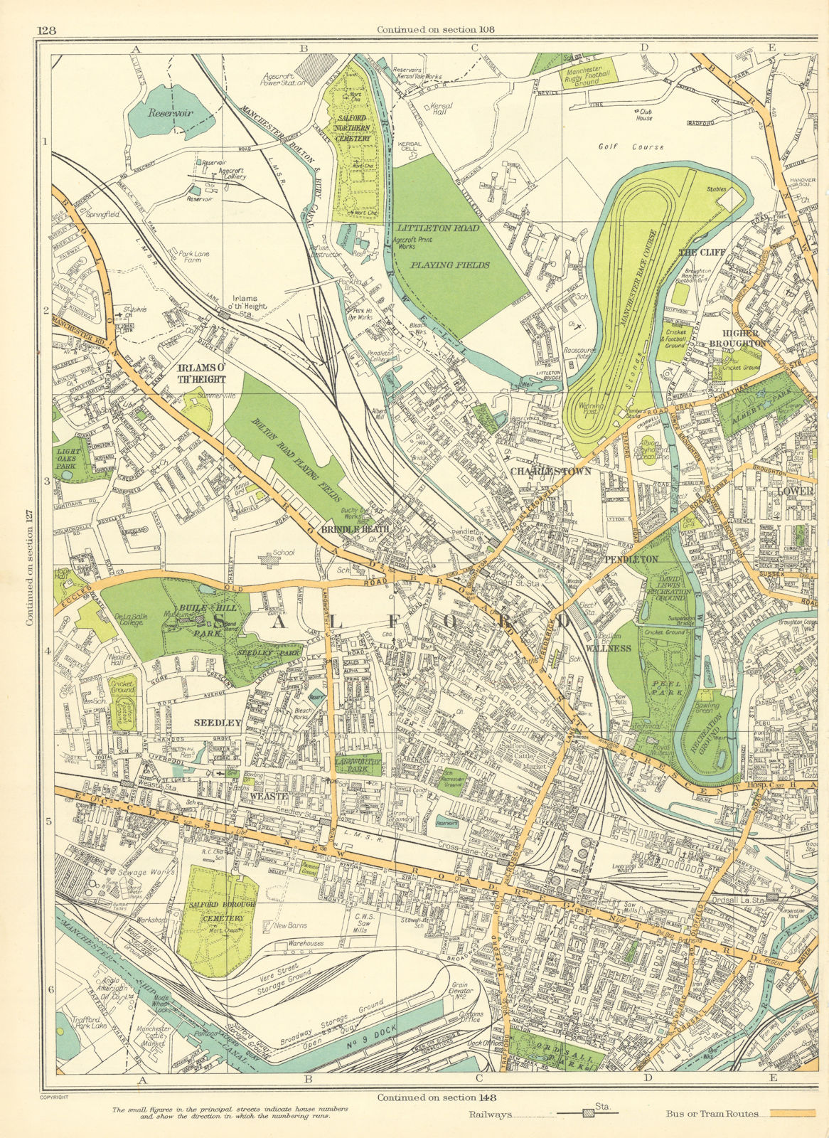 MANCHESTER Salford Wallness Pendleton Charlestown Irlams O'Th'Height 1935 map