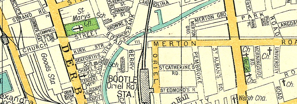 LIVERPOOL.Bootle,Litherland,Seaforth,Orrell,Derby Park 1935 old vintage map