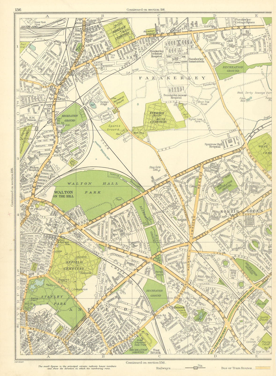 LIVERPOOL Walton On The Hill Clubmoor Fazakerley Norris Green Anfield 1935 map