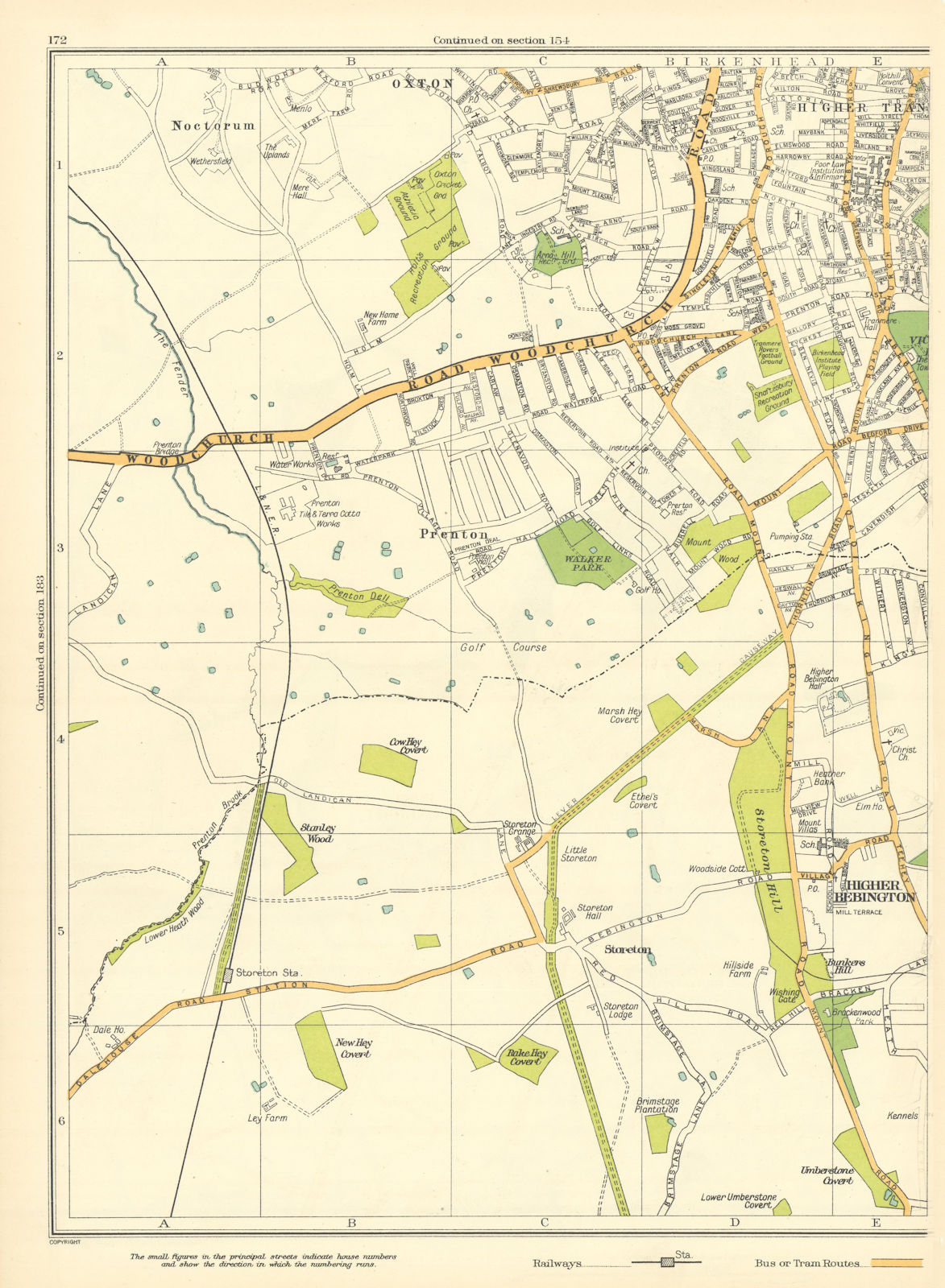 Associate Product BIRKENHEAD.Tranmere,Prenton,Higher Bebington,Stareton,Woodchurch Road 1935 map