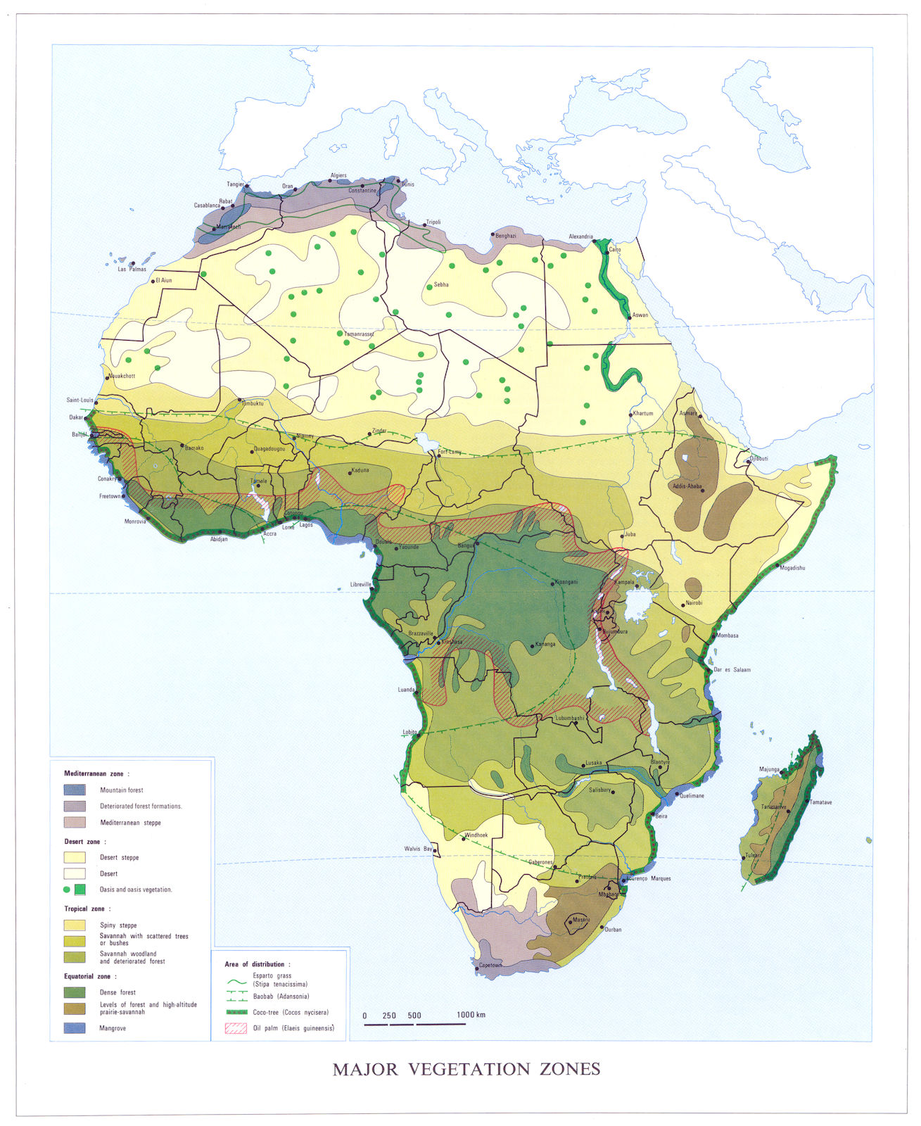 Associate Product AFRICA. Major vegetation zones 1973 old vintage map plan chart