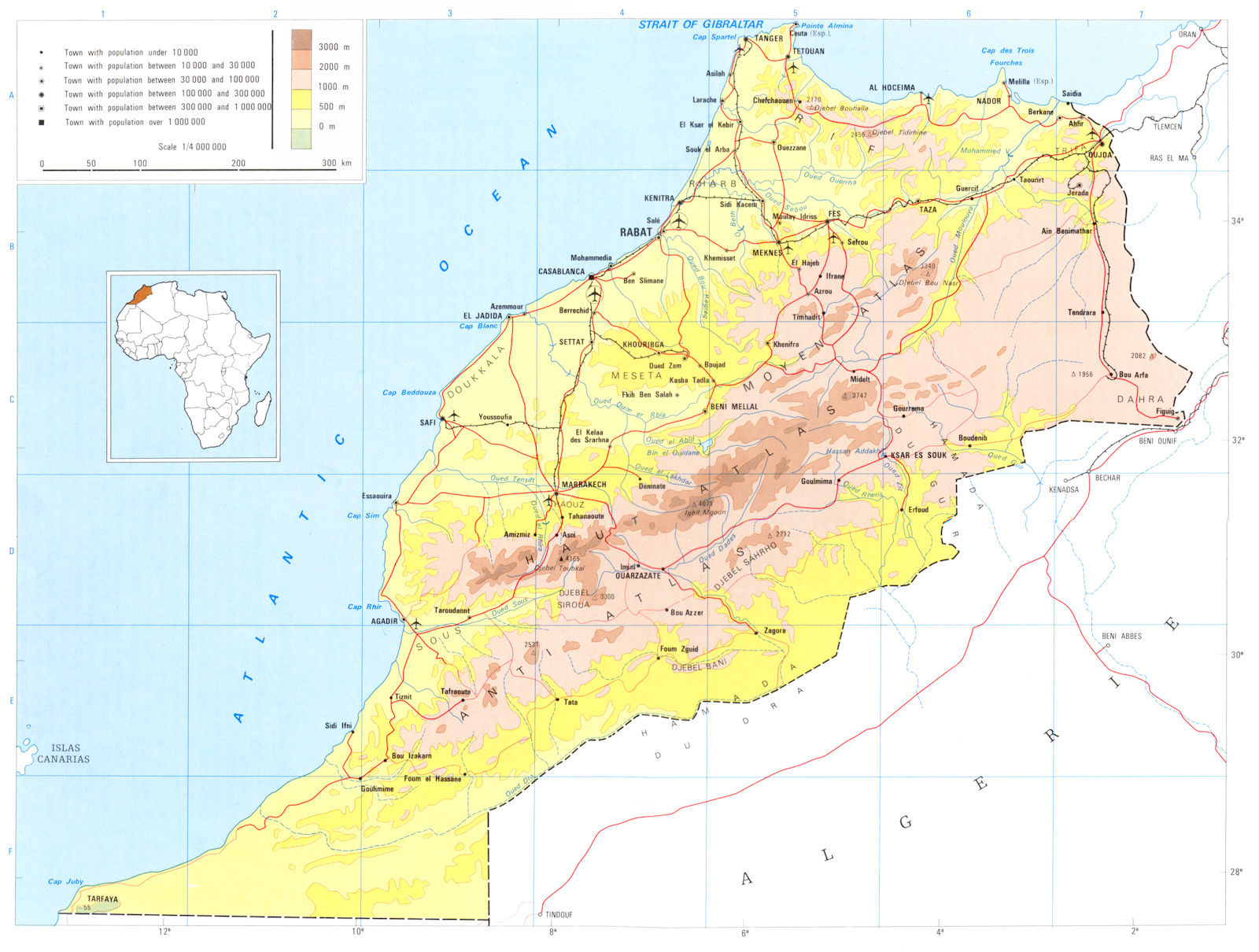 MOROCCO. Morocco; kingdom of Morocco 1973 old vintage map plan chart