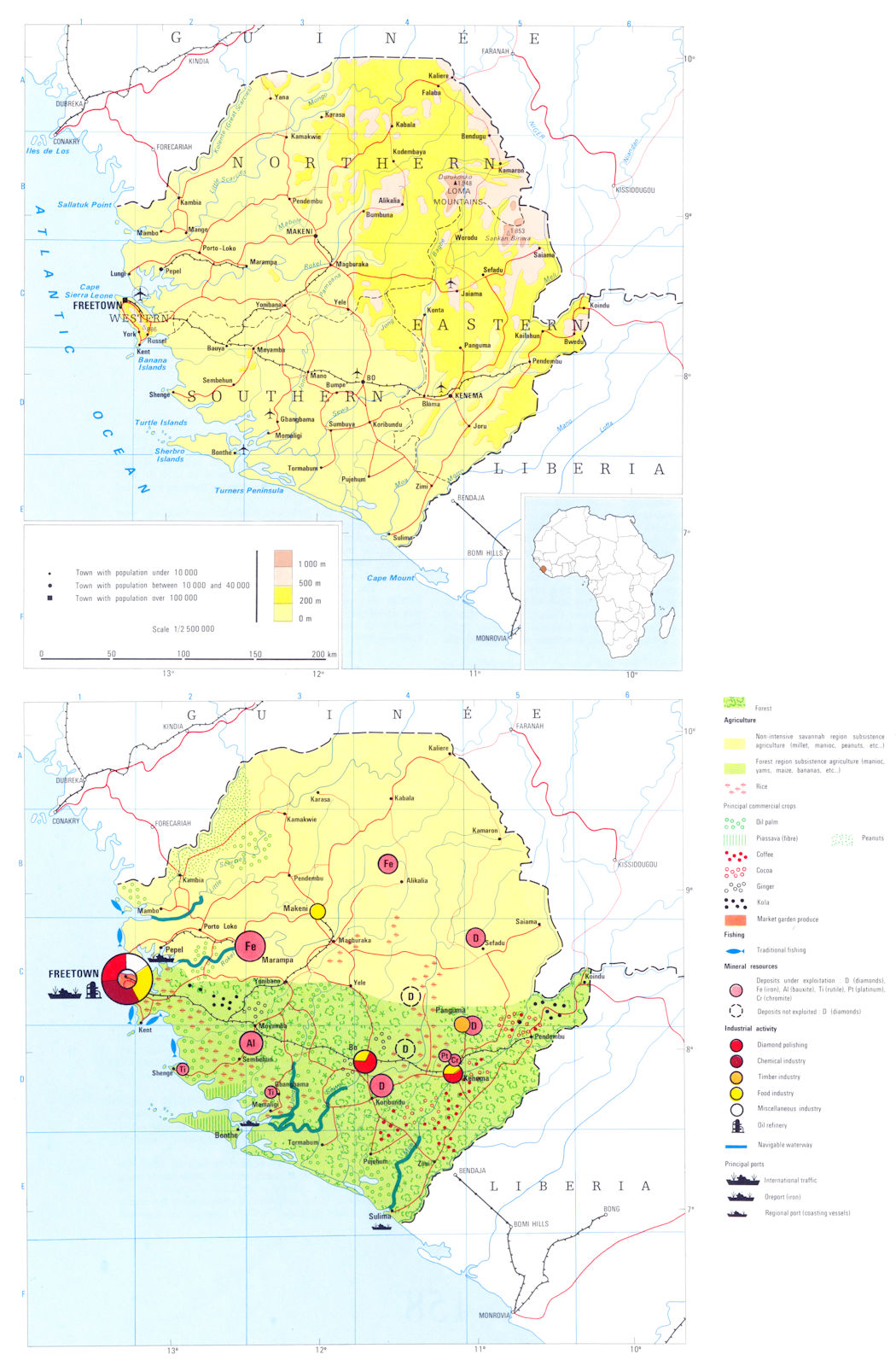 Associate Product SIERRA LEONE. Economy industry trade farming agriculture resources 1973 map