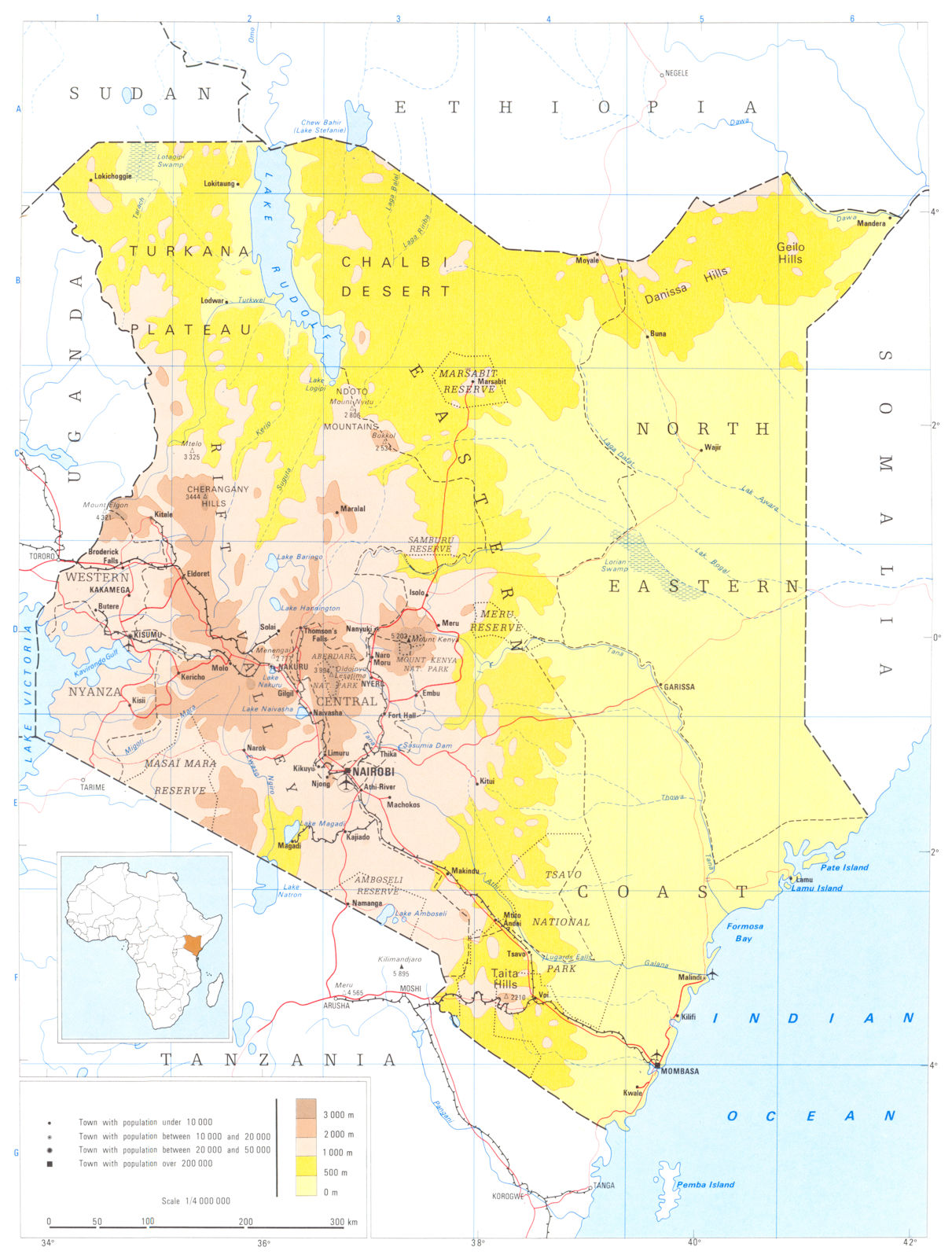 KENYA. Kenya; Republic of Kenya 1973 old vintage map plan chart