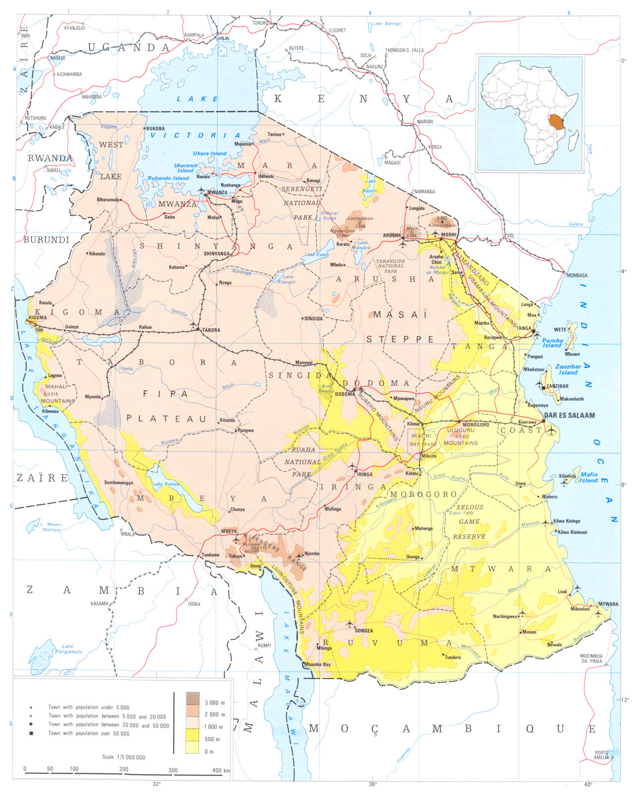 TANZANIA. Tanzania; United Republic of Tanzania 1973 old vintage map chart