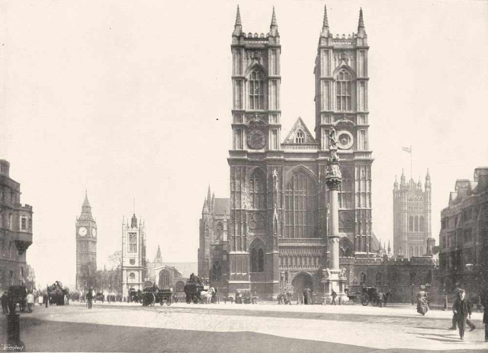 Associate Product LONDON. Westminster Abbey- with St Margaret's Church & Victoria Tower 1896