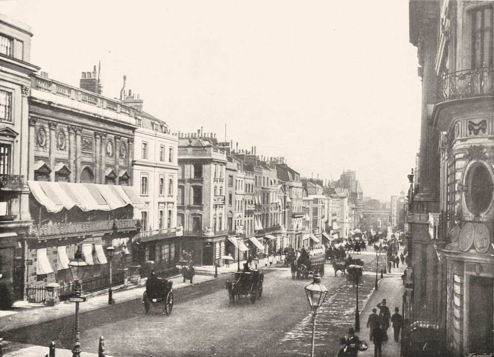 Associate Product LONDON. St Jamess Street- Looking Down Towards the Palace 1896 old print