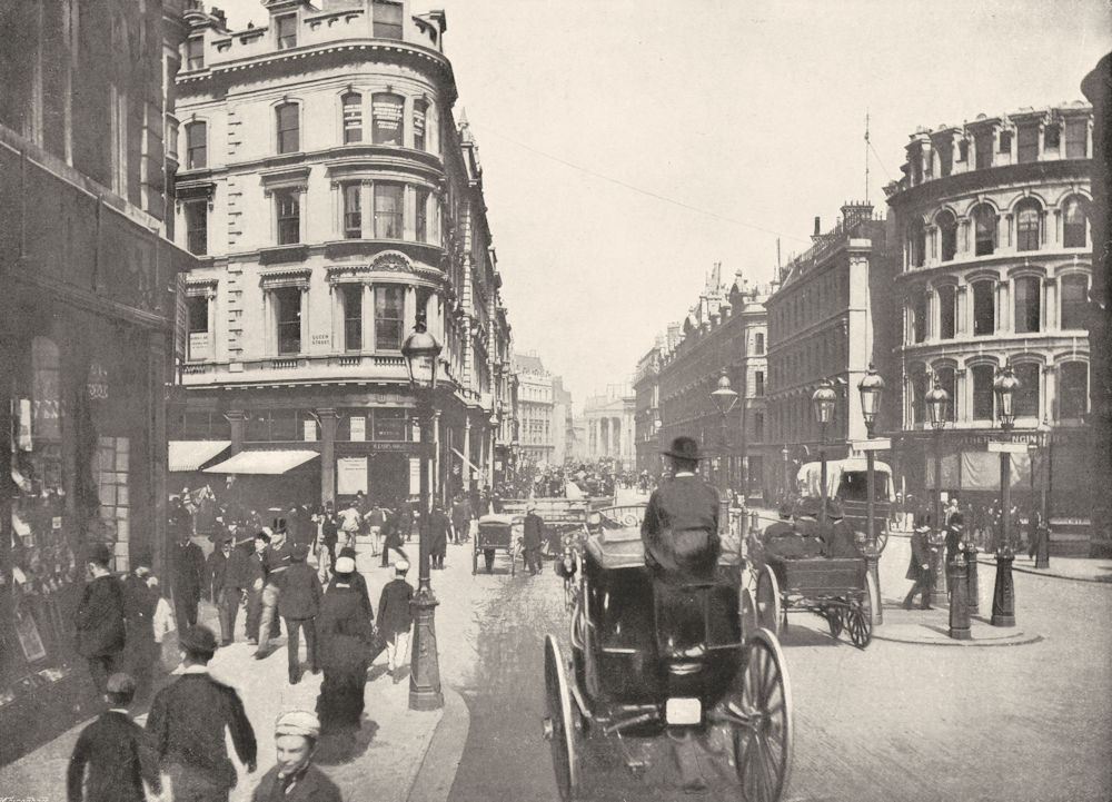 Associate Product LONDON. Queen Victoria Street- at Queen Street. Towards Royal Exchange 1896