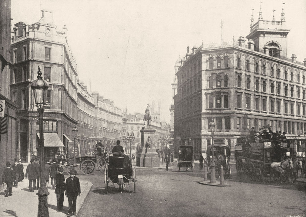 Associate Product LONDON. Holborn Circus- Looking down Holborn Viaduct 1896 old antique print