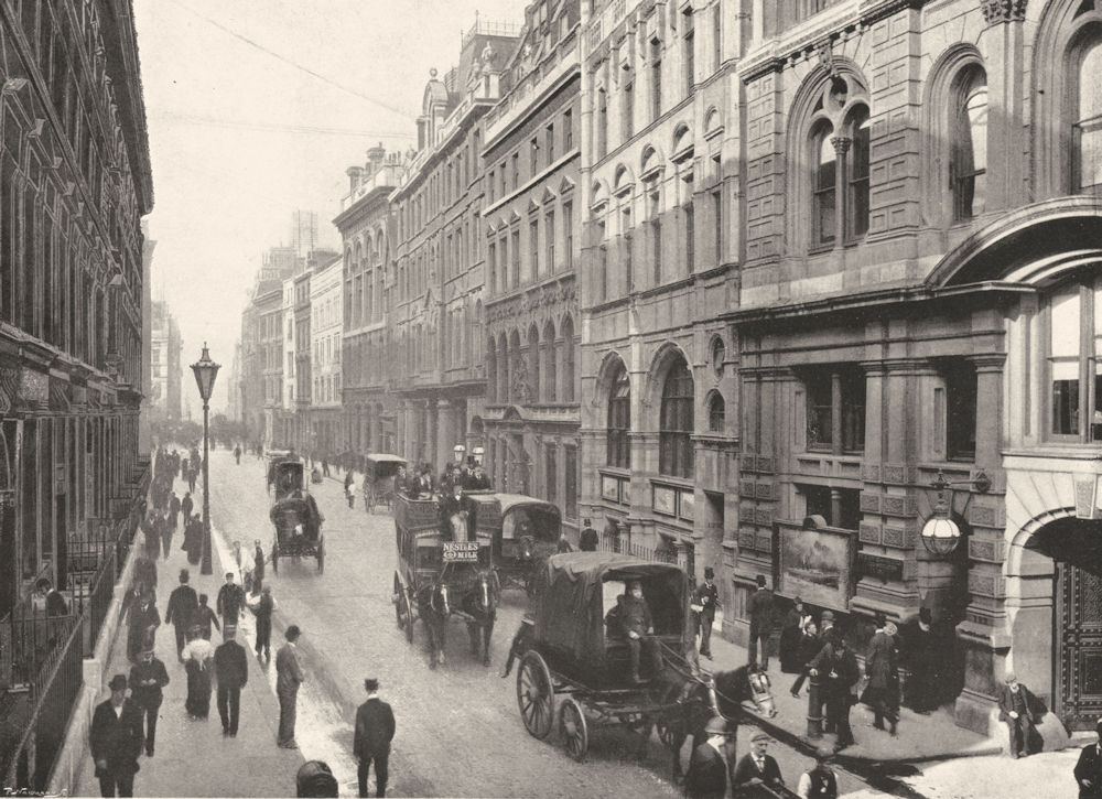 Associate Product LONDON. Leadenhall Street- Showing the P & O Offices on the Right 1896 print