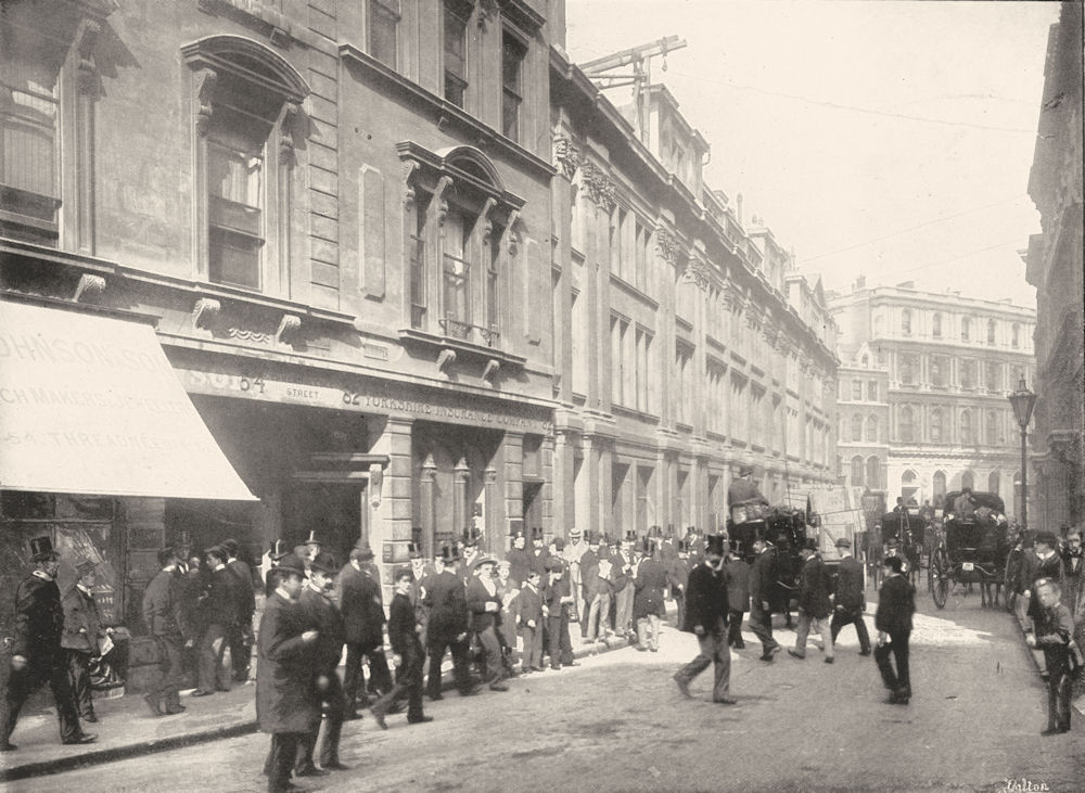 LONDON. Old Broad Street- At the entrance to the Stock exchange 1896 print