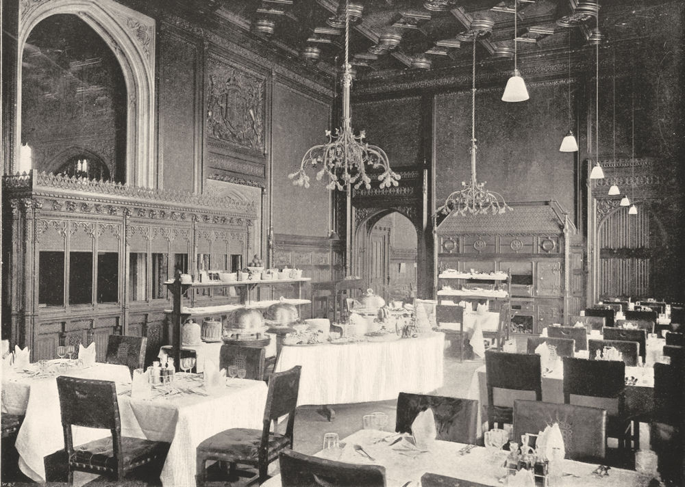 Associate Product LONDON. Houses of Parliament- The House of commons Dining- room 1896 old print