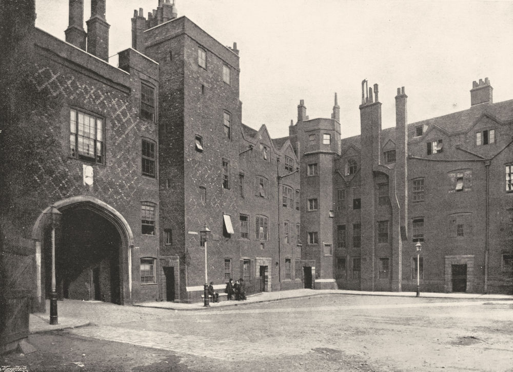 LONDON. Lincoln's Inn- The Old Gateway, from the Courtyard Inside 1896 print